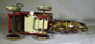 VINTAGE1930 ' s MARX TOYTOWN DAIRY WIND UP TIN LITHO HORSE DRAWN WAGON - 6