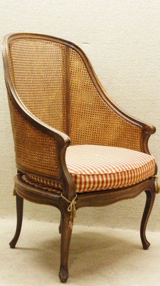Walnut French Cane Back Living Room Chair Newly Upholstered & Restored