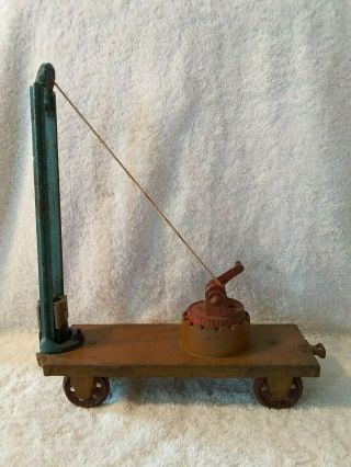 Antique Arcade Toys Cast Iron Pile Driver Railroad Train Car 11 - 1/2 