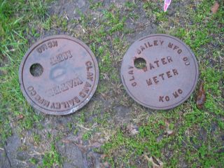2 Vintage Industrial Steampunk Cast Iron Water Meter Cover Lamp Base Project