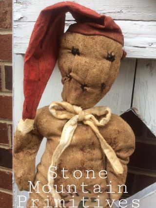 Primitive Grungy Folk Art RaG Stuffed GINGERBREAD Doll Christmas In July 2