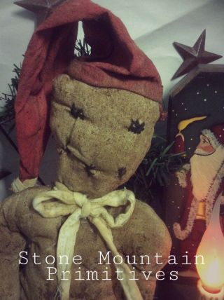 Primitive Grungy Folk Art RaG Stuffed GINGERBREAD Doll Christmas In July 5