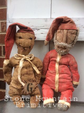 Primitive Grungy Folk Art RaG Stuffed GINGERBREAD Doll Christmas In July 7
