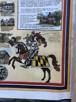 Rare Vintage Folk Art Historical Montgomery County Maryland Bicentennial Map 2