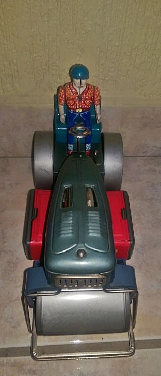 1950 ' s Nomura Tin Road Roller/Tractor B/O Or.  Box No Yonezawa No Space Toy Robot 5