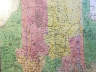 Rare 1834 Samuel Augustus Mitchell Maine Hampshire Vermont Pocket Map Framed 10