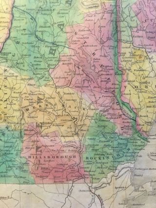 Rare 1834 Samuel Augustus Mitchell Maine Hampshire Vermont Pocket Map Framed 4
