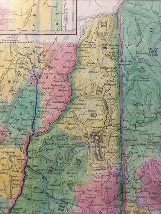 Rare 1834 Samuel Augustus Mitchell Maine Hampshire Vermont Pocket Map Framed 5