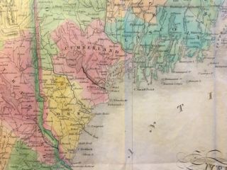 Rare 1834 Samuel Augustus Mitchell Maine Hampshire Vermont Pocket Map Framed 8
