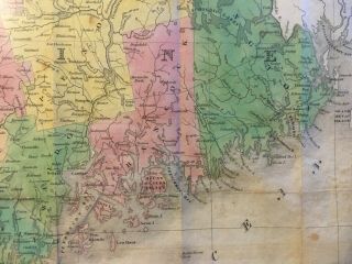 Rare 1834 Samuel Augustus Mitchell Maine Hampshire Vermont Pocket Map Framed 9