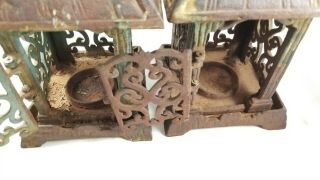 Vintage Cast Iron Pagoda Lanterns Japanese Garden Lamp Patio 12 