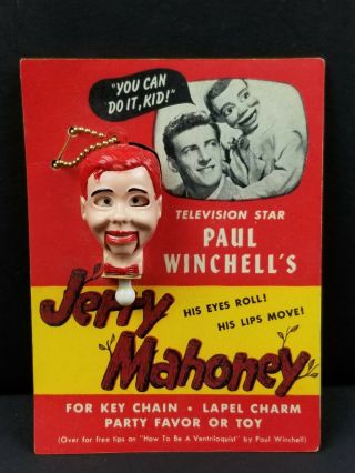 Jerry Mahoney Keychain Ventriloquist Dummy Miniature Puppet Paul Winchell 1950s