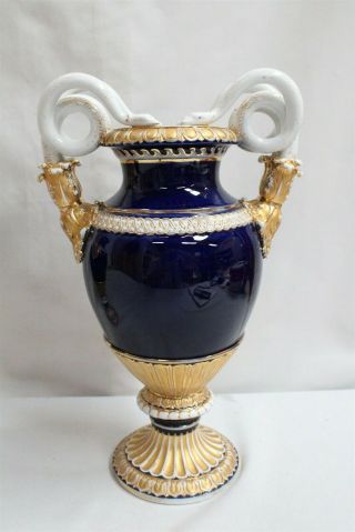 RARE Meissen Cobalt Gold 4 Snake Regency Mantel Vases E116 1800s WOW 2