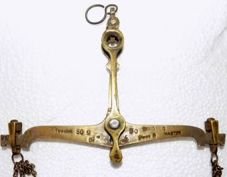 1950s Antique vintage Brass Balance Scale jewelers & 2 brass pans.  C - 315 5