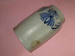 Antique 19th C Stoneware Salt Glazed Decorated Alexandria Virginia Milburn Crock 11