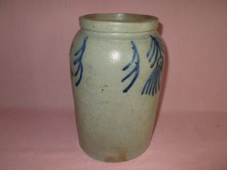 Antique 19th C Stoneware Salt Glazed Decorated Alexandria Virginia Milburn Crock 2