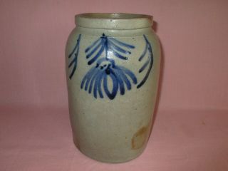 Antique 19th C Stoneware Salt Glazed Decorated Alexandria Virginia Milburn Crock 3