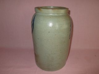 Antique 19th C Stoneware Salt Glazed Decorated Alexandria Virginia Milburn Crock 5