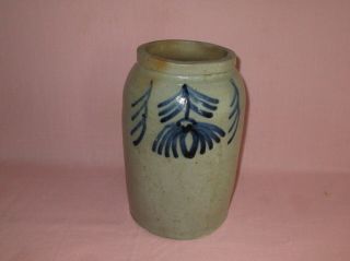 Antique 19th C Stoneware Salt Glazed Decorated Alexandria Virginia Milburn Crock 6