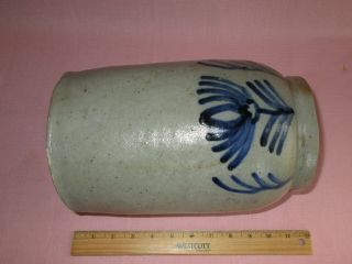 Antique 19th C Stoneware Salt Glazed Decorated Alexandria Virginia Milburn Crock 7