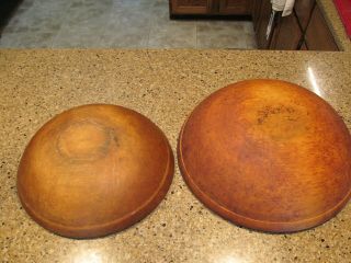 Vintage Antique 2 Primaitvie Wooden Dough Bowls 2