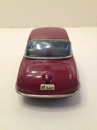 1960 ' s MAZDA R360 2 DOOR COUPE BANDAI TIN TOY FRICTION CAR JAPAN MAROON RARE 4