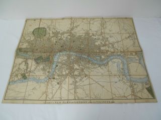 Antique folding map of 1820 London by John Cary linen backed,  slip case 84x65cm 2