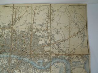 Antique folding map of 1820 London by John Cary linen backed,  slip case 84x65cm 4