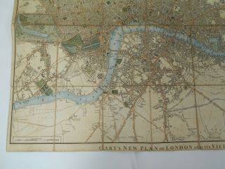 Antique folding map of 1820 London by John Cary linen backed,  slip case 84x65cm 6