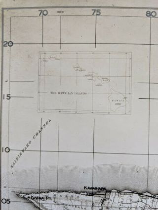 1938 TOPOGRAPHIC MAP of Island of Oahu,  City & County of HONOLULU,  WWII.  LOOK 6