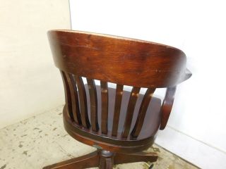 Antique VTG 1940s Mahogany Rolling Swivel Tilt Bankers Lawyer Windsor Desk Chair 8