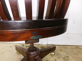Antique VTG 1940s Mahogany Rolling Swivel Tilt Bankers Lawyer Windsor Desk Chair 9