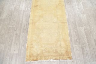 Vintage Muted Color Oriental Runner Rug Wool Geometric Hand - Knotted 3 x 8 Carpet 5