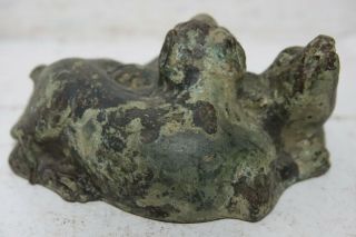 INTERESTING CHINESE BRONZE BEAST DESK WEIGHT OR SCROLL WEIGHT - VERY RARE L@@K 4