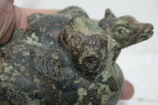 INTERESTING CHINESE BRONZE BEAST DESK WEIGHT OR SCROLL WEIGHT - VERY RARE L@@K 7