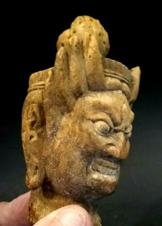 Kamakura Period Guardian King Carved Head - JAPAN - 13th Century 3