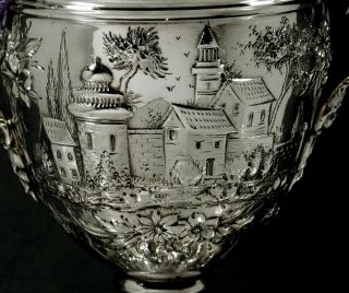 Kirk Sterling Covered Bowl c1905 Castle Pattern - Hand Decorated 6