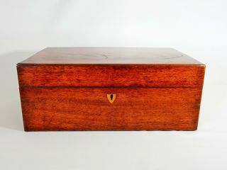 Large Antique Victorian Flame Mahogany Writing Slope Box Hidden Compartment Lap