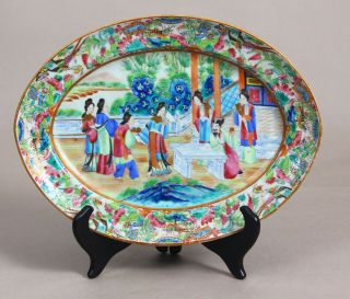 Chinese Japanese Porcelain Plate Hand Painted Famille Rose Mandarin Scene