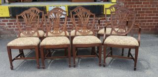 8 20th Century Mahogany Shield Back Hepplewhite Fallon & Hellen Dining Chairs