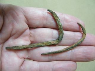 Two Rare Authentic Old Copper Culture Hooks From Vilas County,  Wisconsin