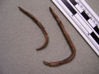 TWO RARE AUTHENTIC OLD COPPER CULTURE HOOKS FROM VILAS COUNTY,  WISCONSIN 3