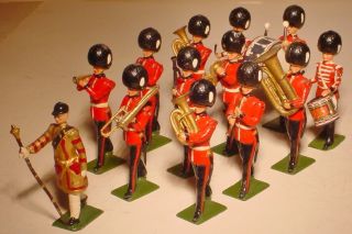 Toy Soldier Band/britains/54mm/13pc/1956/household Guards Brass Band/mint No Box