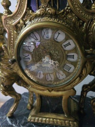 Imperial Italian Mantel Ornate Clock black Marble Bronze/Brass 11