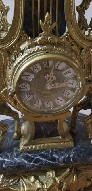 Imperial Italian Mantel Ornate Clock black Marble Bronze/Brass 2