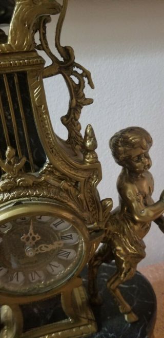Imperial Italian Mantel Ornate Clock black Marble Bronze/Brass 4