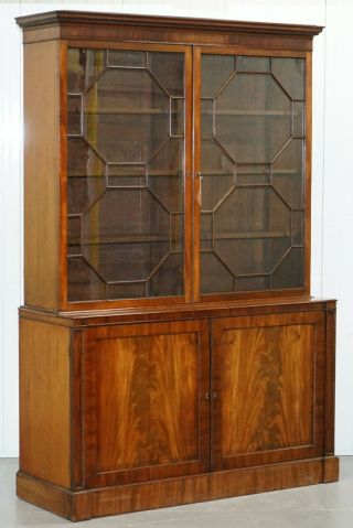 Rare 1920 Astral Glazed Mahogany Bookcase Cabinet Gillows Paper Labels