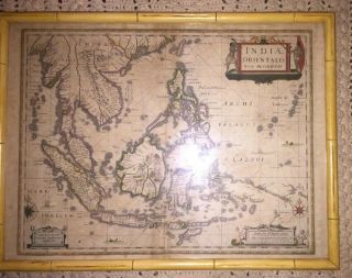 Rare 1639 Map Of Se Asia,  India,  China By Johannes Janssonius