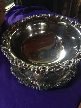 GORHAM {NEWPORT} SILVER PLATE VINTAGE PUNCH BOWL; W/ TRAY & LADLE 2