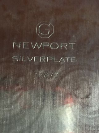 GORHAM {NEWPORT} SILVER PLATE VINTAGE PUNCH BOWL; W/ TRAY & LADLE 5